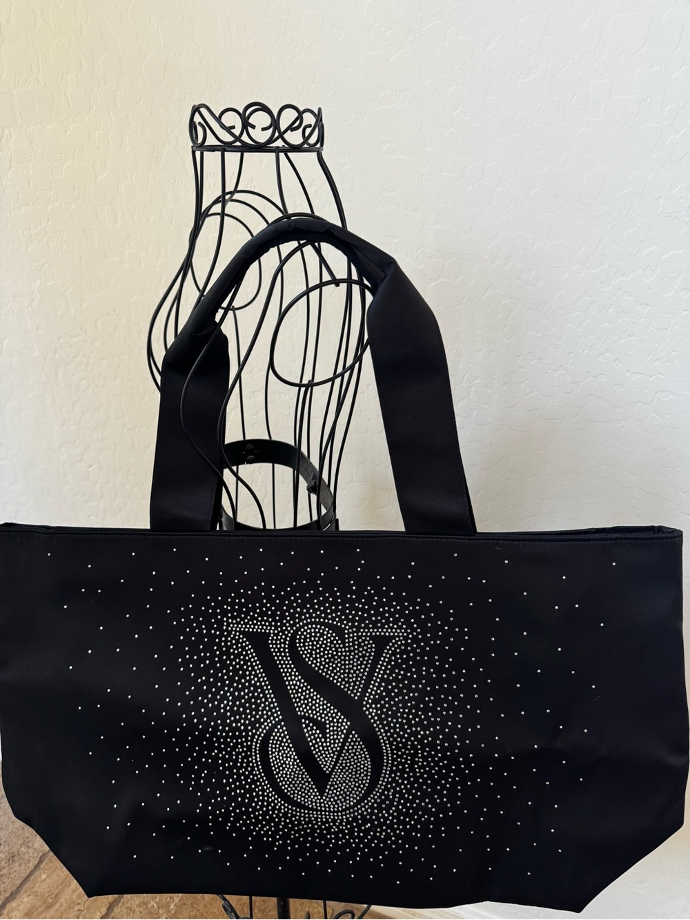 Victoria's Secret Black Tote with Rhinestone VS Logo - Picture 2 of 12